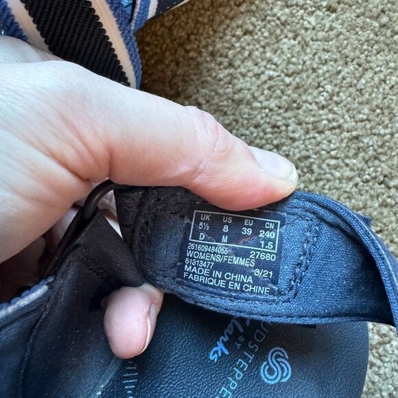 Clarks Cloudsteppers Mira Lily Sandals Womens 8 Navy Combi Striped Strappy Shoes - Picture 8 of 10